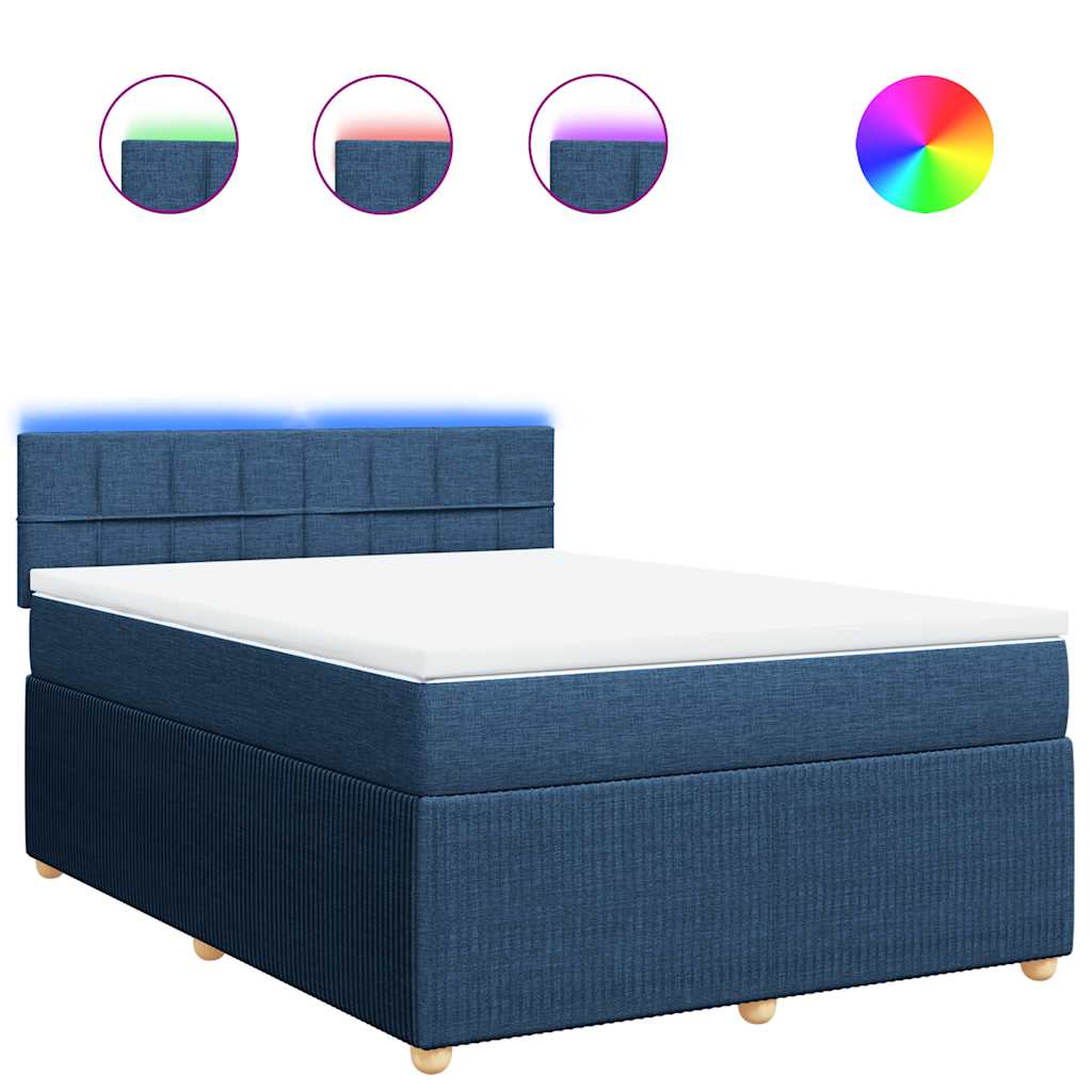 Boxspringbett mit Matratze Blau 140x200 cm Stoff