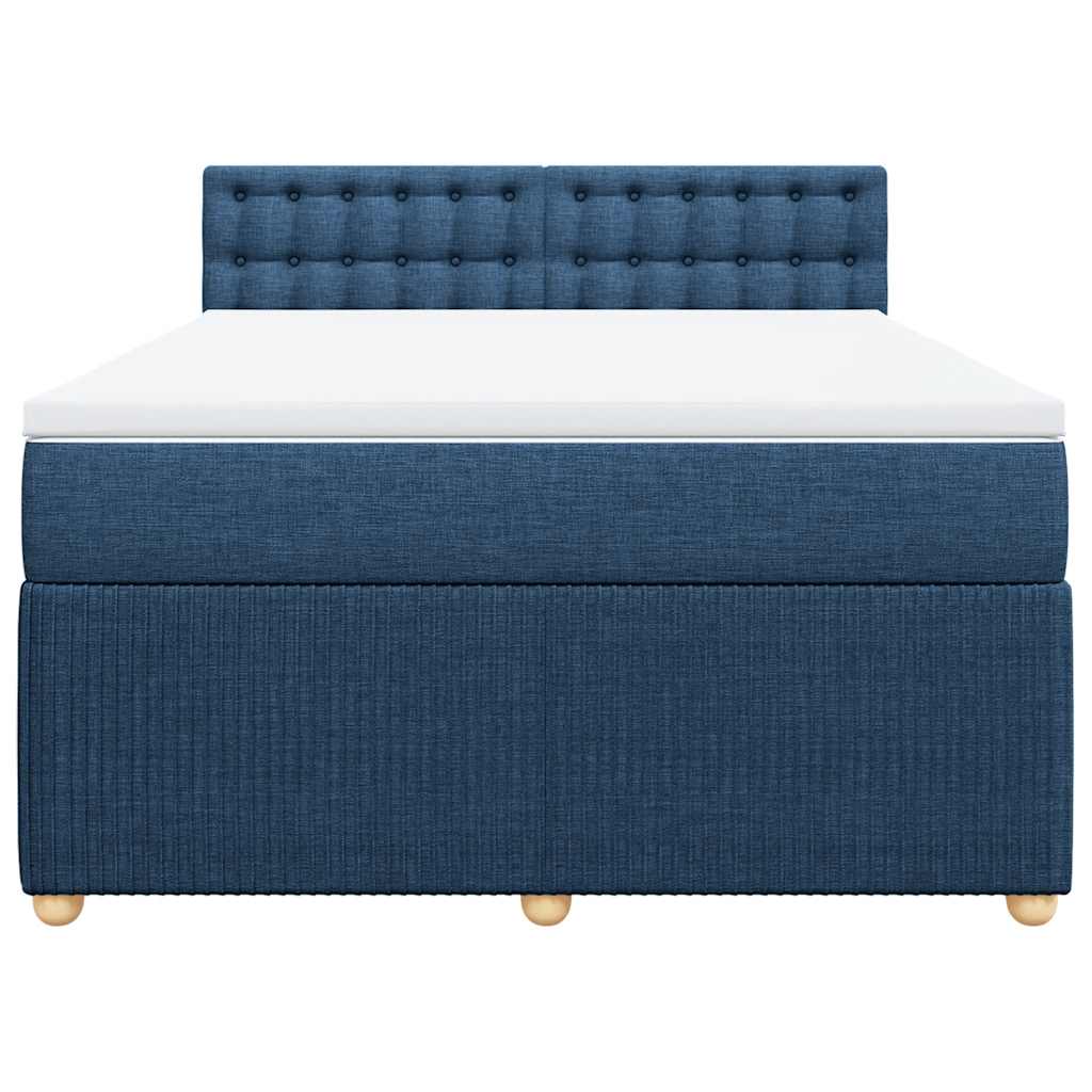 Boxspringbett mit Matratze Blau 140x200 cm Stoff