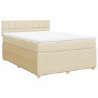Boxspringbett mit Matratze Creme 160x200 cm Stoff