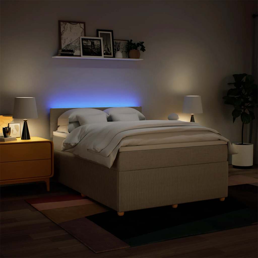 Boxspringbett mit Matratze Creme 160x200 cm Stoff