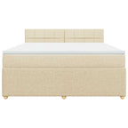 Boxspringbett mit Matratze Creme 180x200 cm Stoff