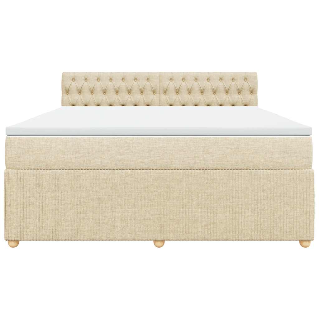 Boxspringbett mit Matratze Creme 180x200 cm Stoff