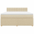 Boxspringbett mit Matratze Creme 180x200 cm Stoff