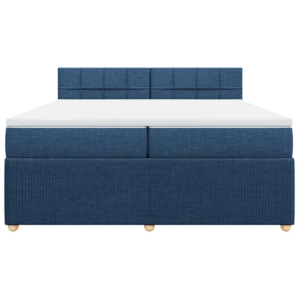 Boxspringbett mit Matratze Blau 200x200 cm Stoff