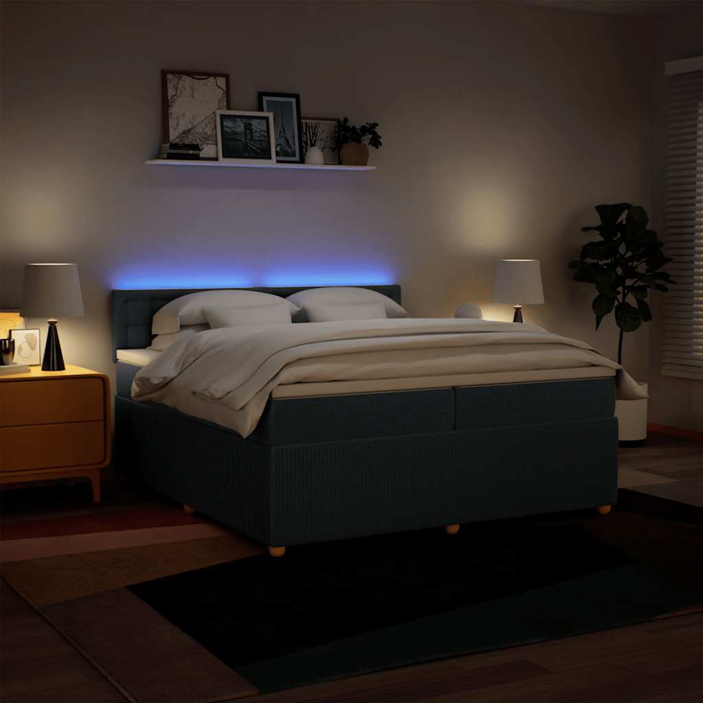 Boxspringbett mit Matratze Blau 200x200 cm Stoff