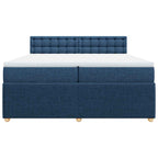 Boxspringbett mit Matratze Blau 200x200 cm Stoff