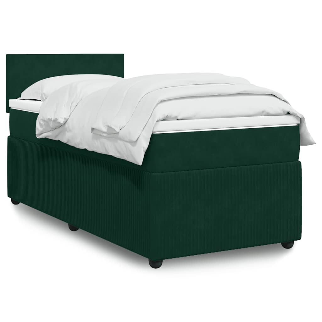 Boxspringbett mit Matratze Dunkelgrün 80x200 cm Samt