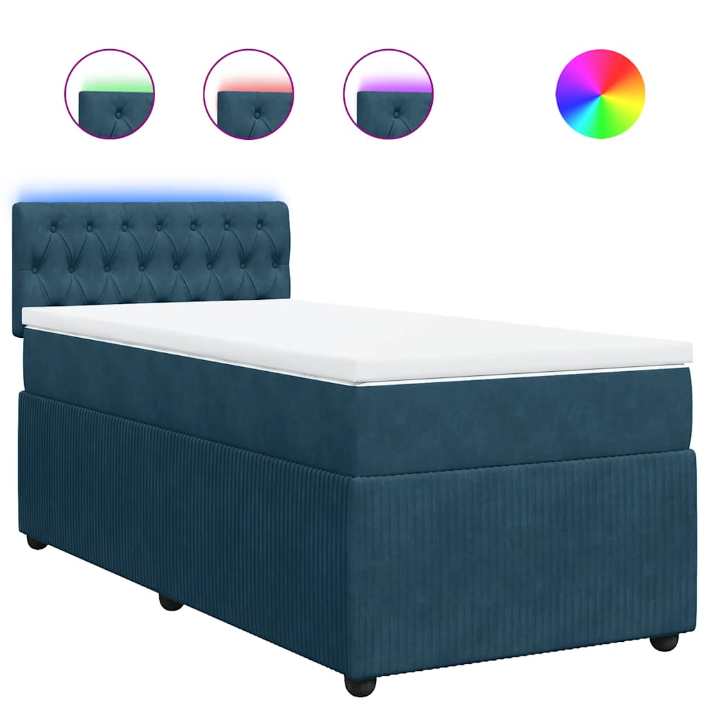 Boxspringbett mit Matratze Blau 80x200 cm Samt