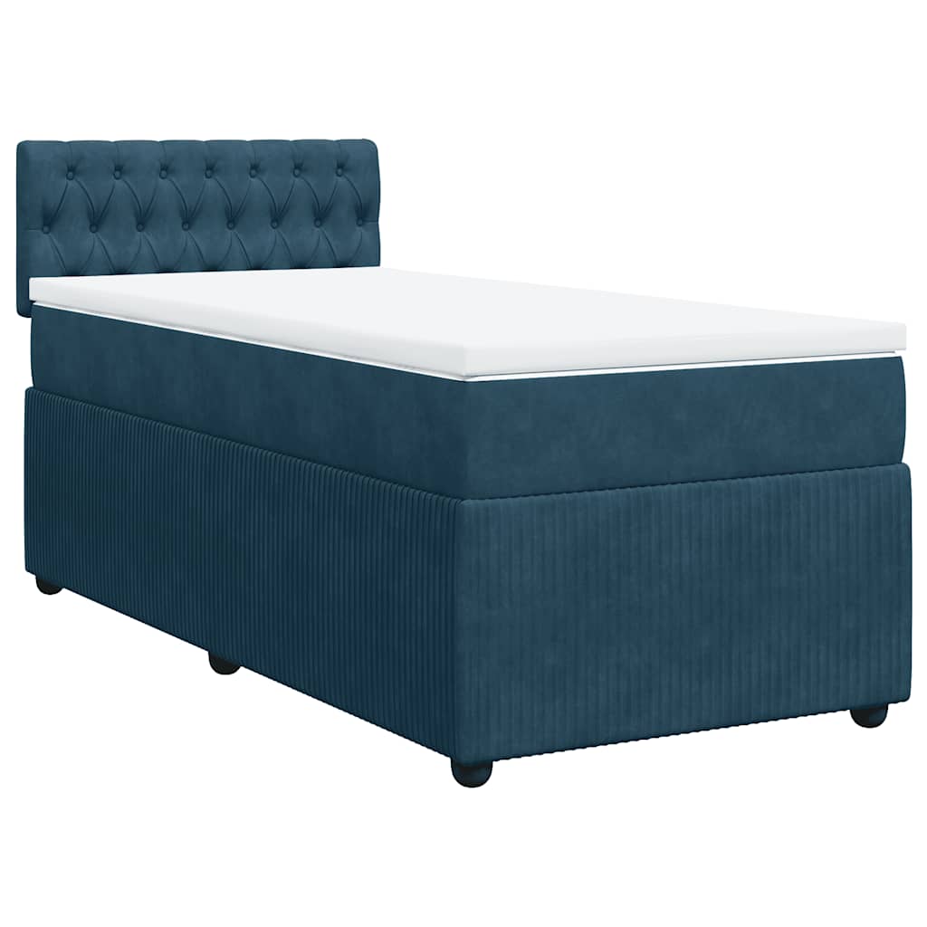Boxspringbett mit Matratze Blau 80x200 cm Samt
