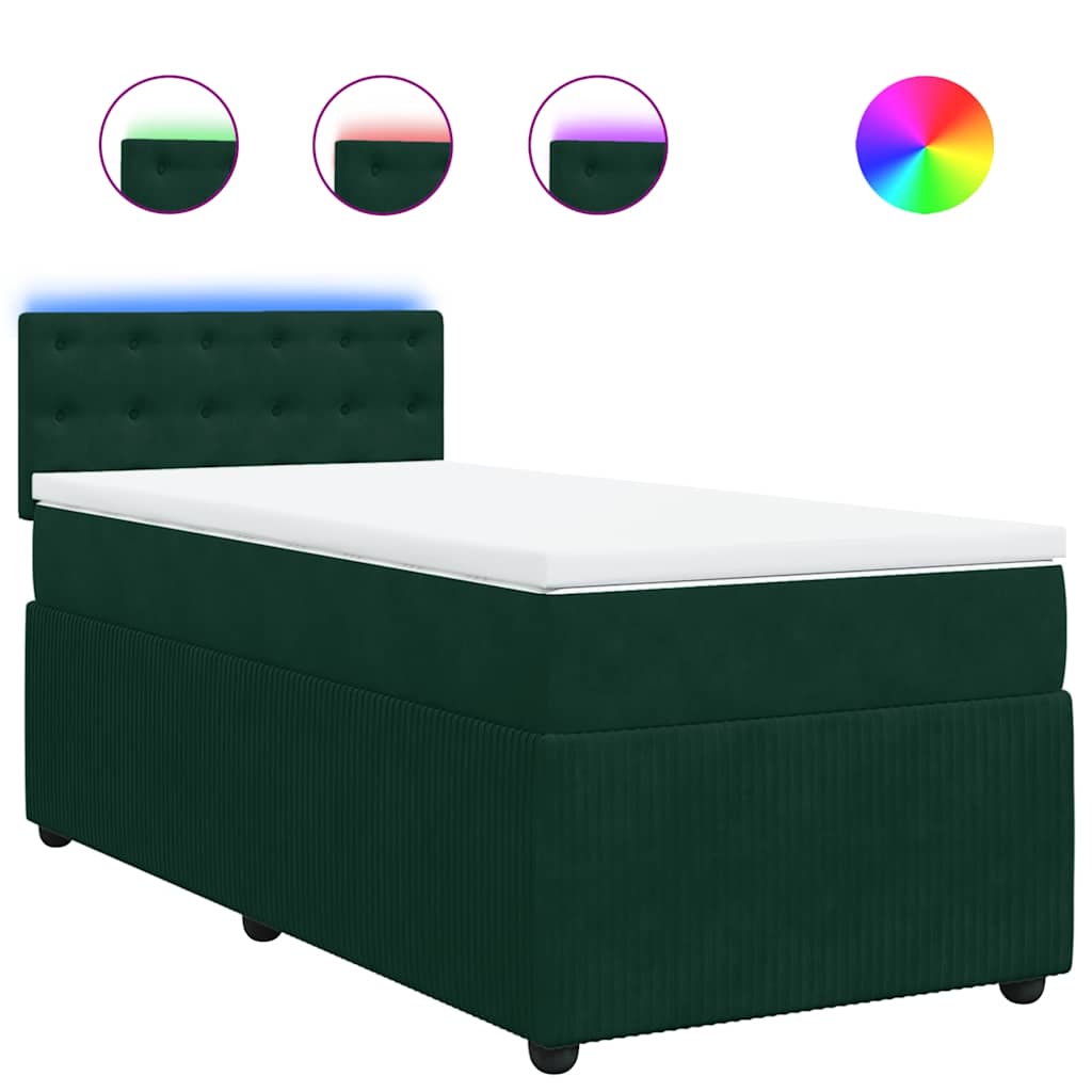 Boxspringbett mit Matratze Dunkelgrün 90x190 cm Samt