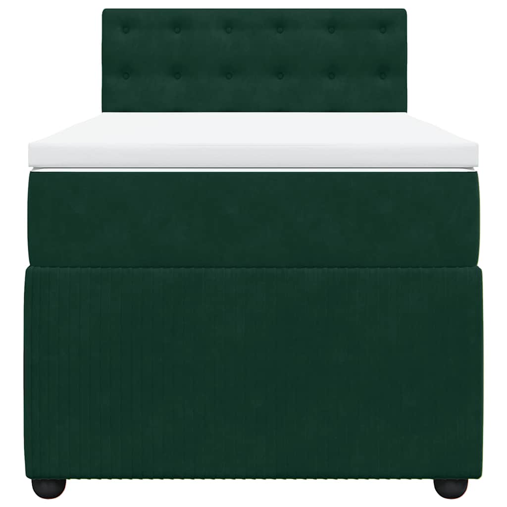 Boxspringbett mit Matratze Dunkelgrün 90x190 cm Samt