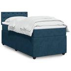 Boxspringbett mit Matratze Blau 90x190 cm Samt
