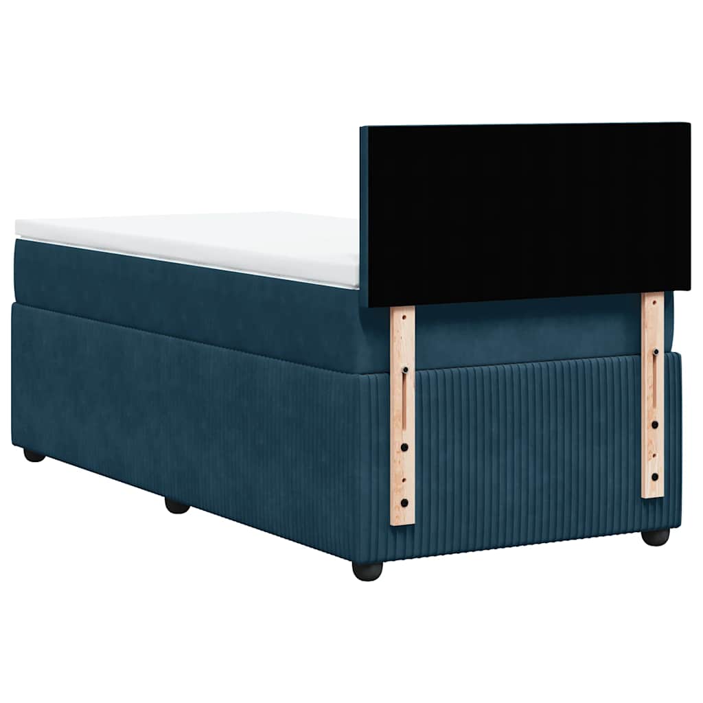 Boxspringbett mit Matratze Blau 90x200 cm Samt