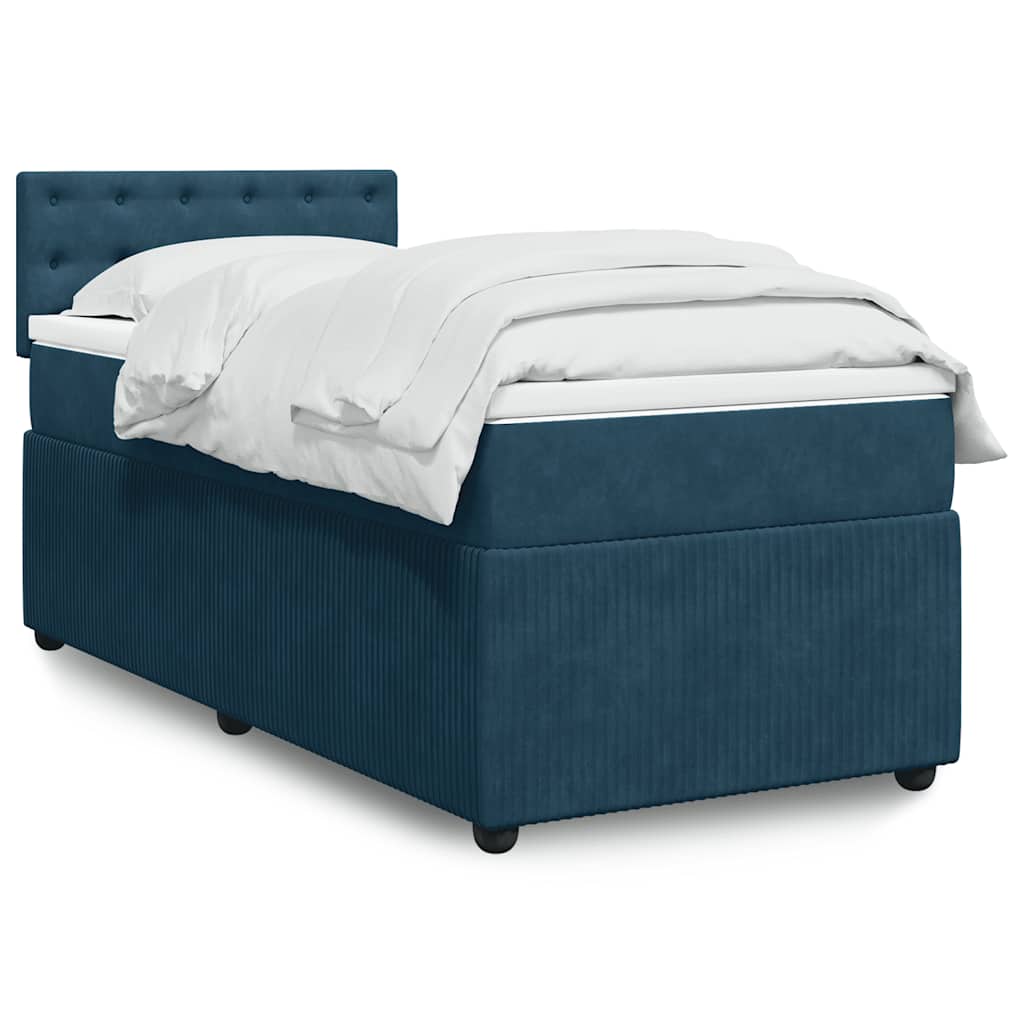 Boxspringbett mit Matratze Blau 90x200 cm Samt