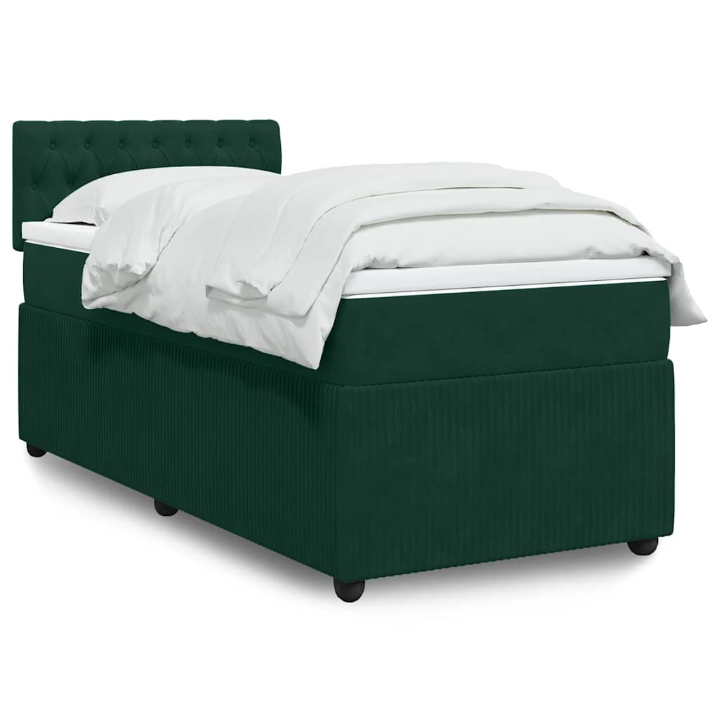 Boxspringbett mit Matratze Dunkelgrün 100x200 cm Samt