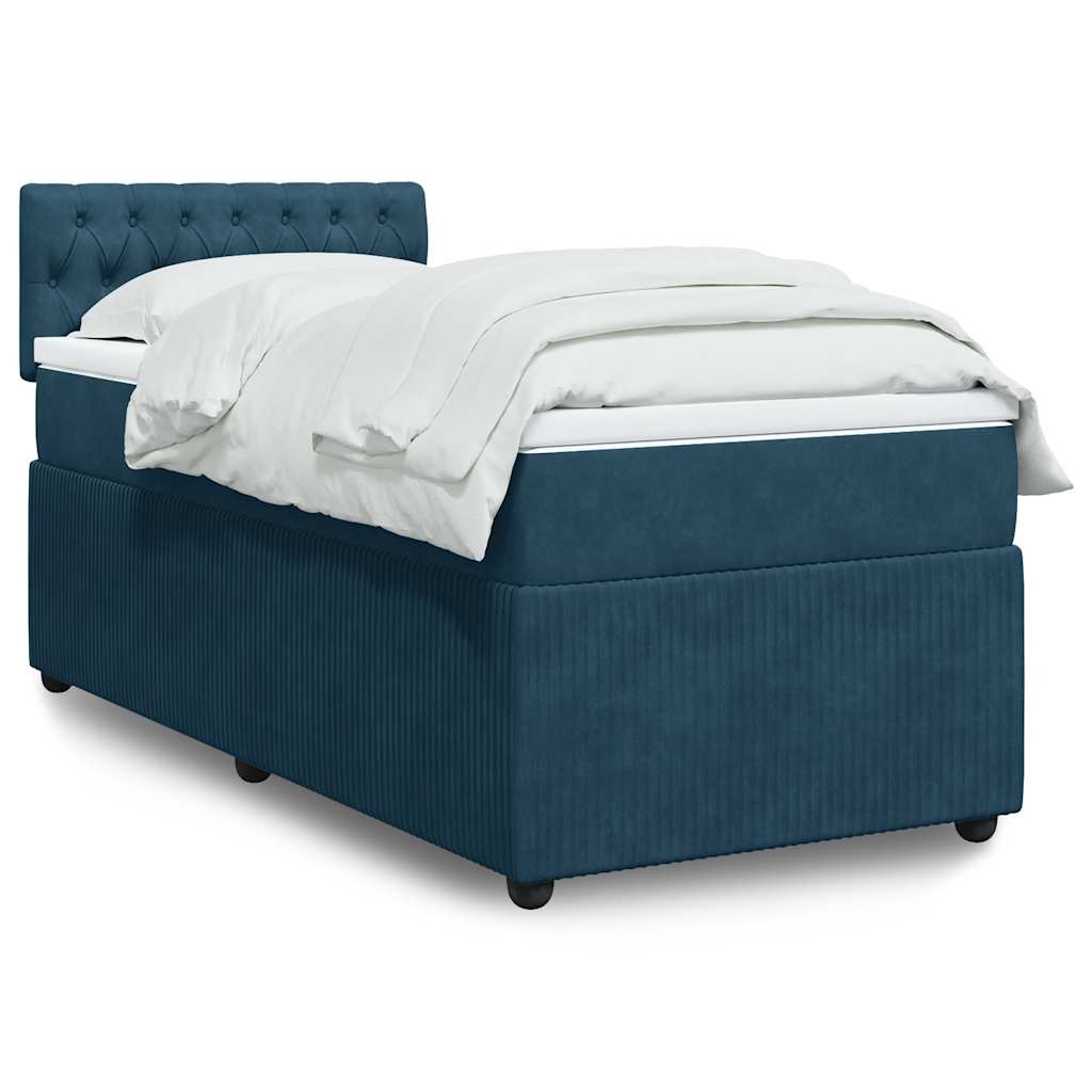 Boxspringbett mit Matratze Blau 100x200 cm Samt