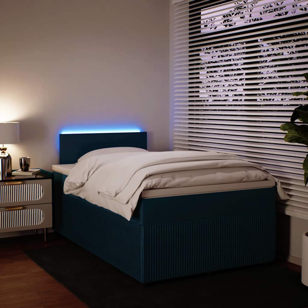 Boxspringbett mit Matratze Blau 120x190 cm Samt