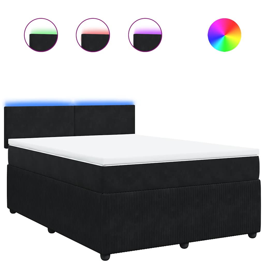 Boxspringbett mit Matratze Schwarz 140x190 cm Samt