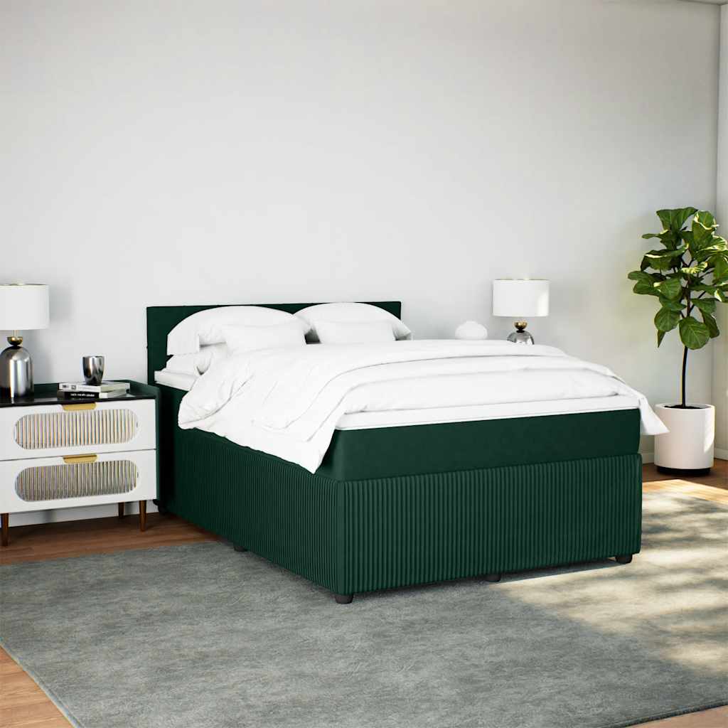 Boxspringbett mit Matratze Dunkelgrün 140x190 cm Samt