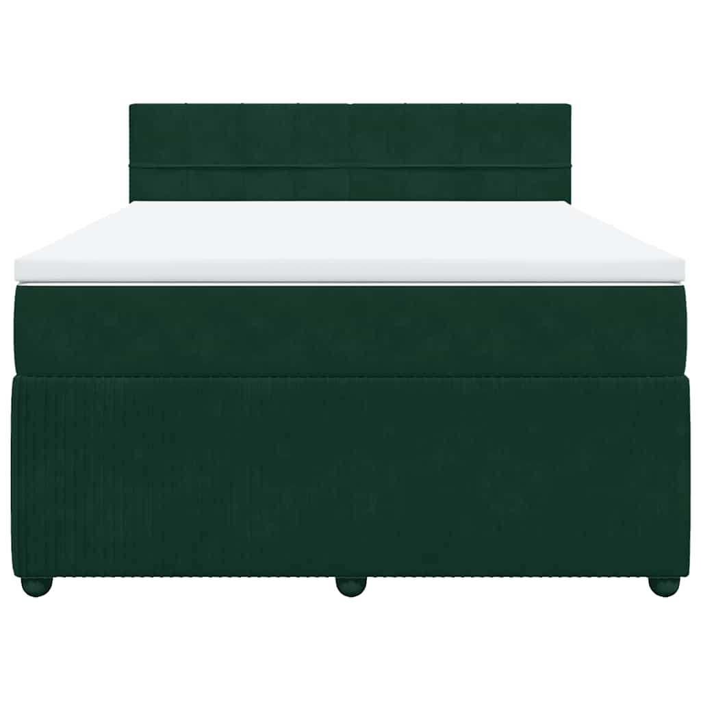 Boxspringbett mit Matratze Dunkelgrün 140x190 cm Samt