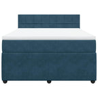 Boxspringbett mit Matratze Blau 140x190 cm Samt