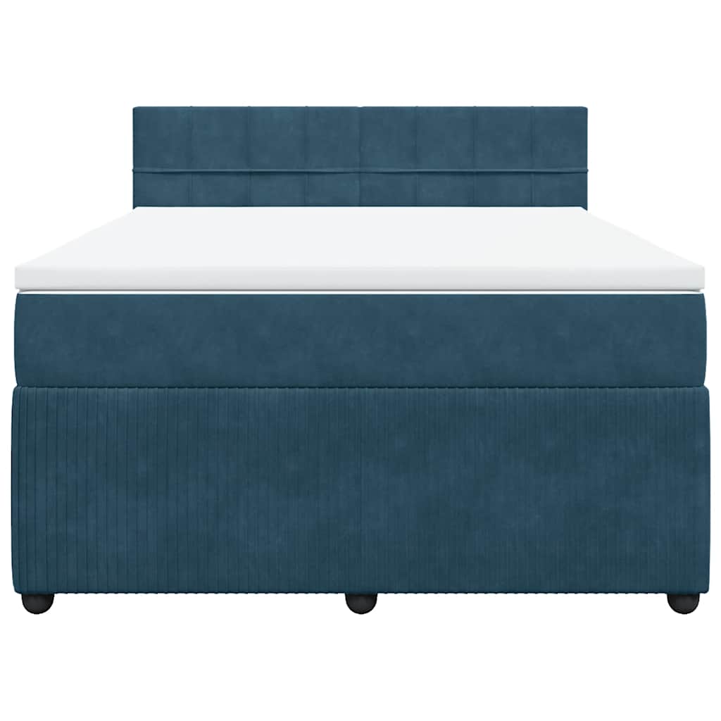 Boxspringbett mit Matratze Blau 140x190 cm Samt