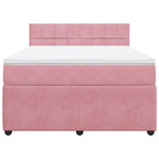 Boxspringbett mit Matratze Rosa 140x190 cm Samt