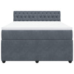 Boxspringbett mit Matratze Dunkelgrau 140x190 cm Samt