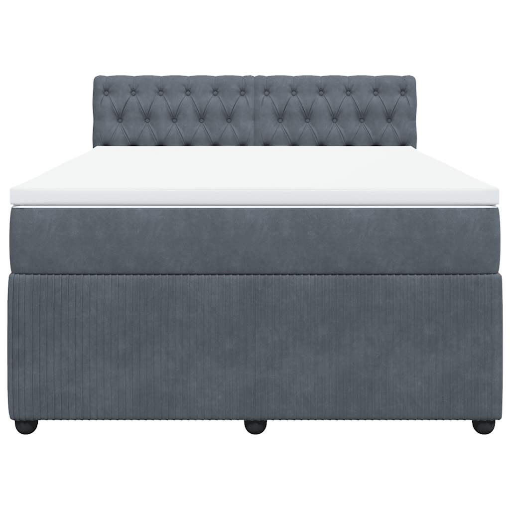 Boxspringbett mit Matratze Dunkelgrau 140x190 cm Samt