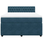 Boxspringbett mit Matratze Blau 140x190 cm Samt