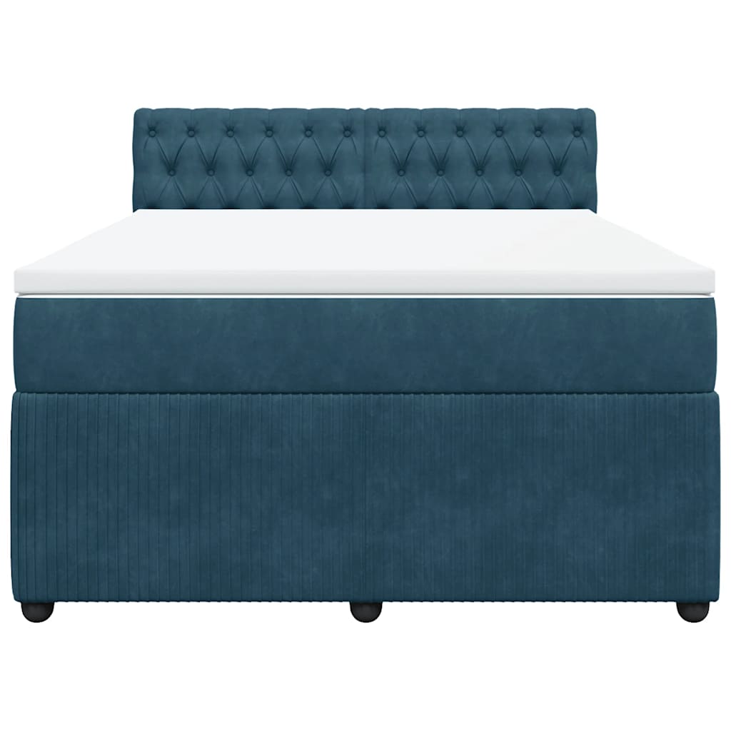 Boxspringbett mit Matratze Blau 140x190 cm Samt