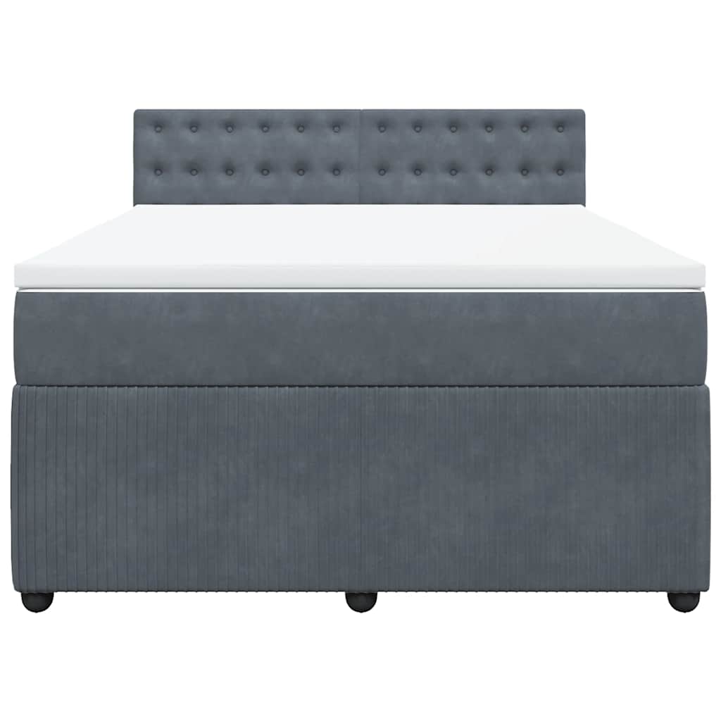 Boxspringbett mit Matratze Dunkelgrau 140x190 cm Samt