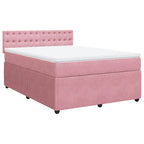 Boxspringbett mit Matratze Rosa 140x190 cm Samt