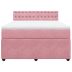 Boxspringbett mit Matratze Rosa 140x190 cm Samt