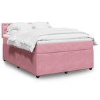 Boxspringbett mit Matratze Rosa 140x190 cm Samt