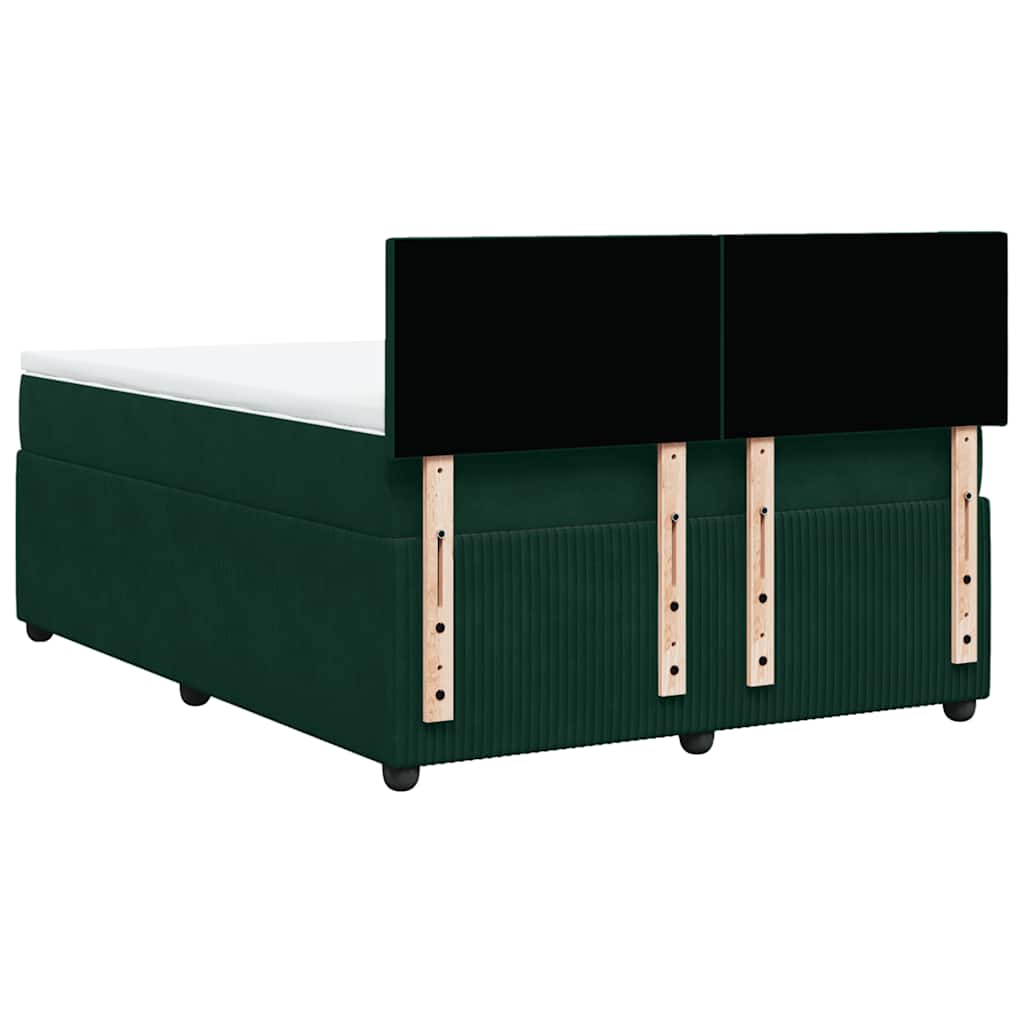 Boxspringbett mit Matratze Dunkelgrün 140x200 cm Samt