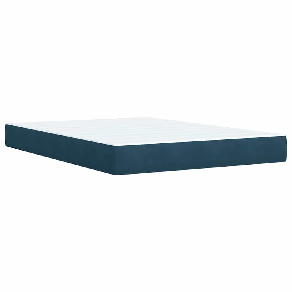 Boxspringbett mit Matratze Blau 140x200 cm Samt