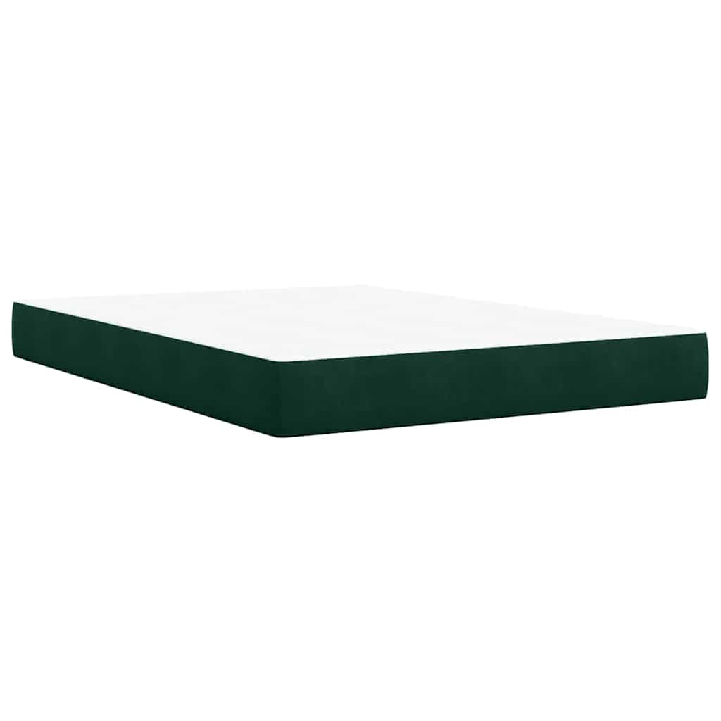 Boxspringbett mit Matratze Dunkelgrün 140x200 cm Samt