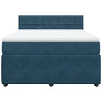 Boxspringbett mit Matratze Blau 140x200 cm Samt