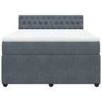 Boxspringbett mit Matratze Dunkelgrau 140x200 cm Samt