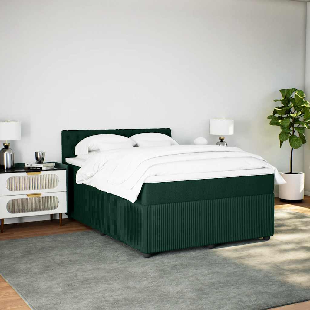 Boxspringbett mit Matratze Dunkelgrün 140x200 cm Samt