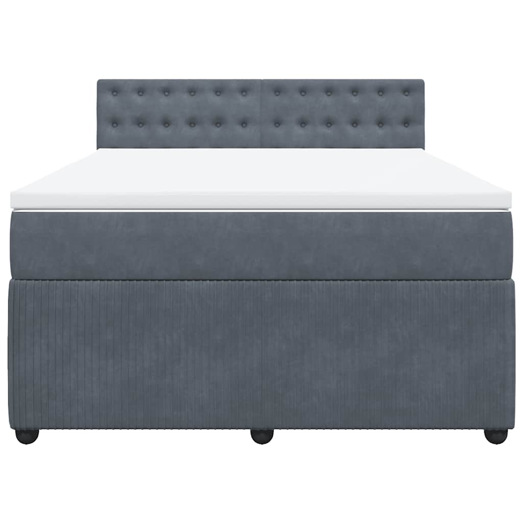 Boxspringbett mit Matratze Dunkelgrau 140x200 cm Samt