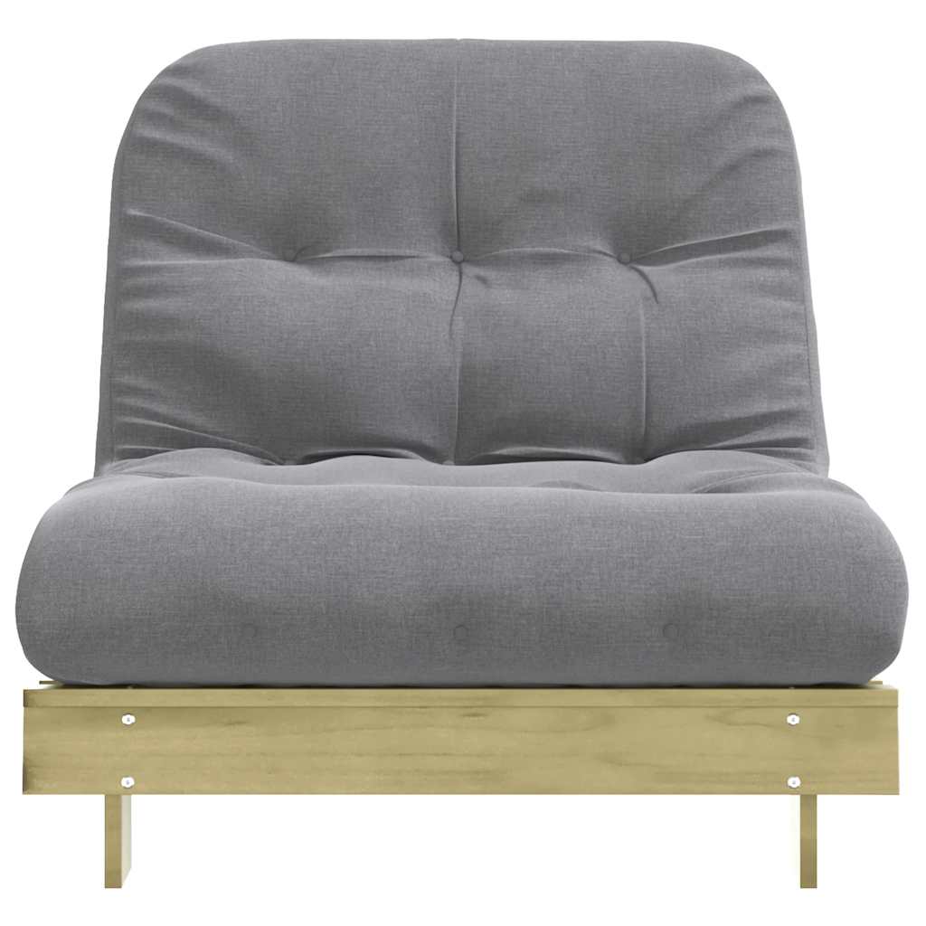 Futon Schlafsofa mit Matratze 90x206x11 Kiefernholz Imprägniert