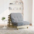 Futon Schlafsofa mit Matratze 90x206x11 Kiefernholz Imprägniert