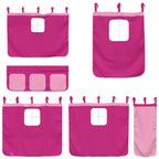 Etagenbett mit Rutsche und Gardinen Rosa 90x200 cm