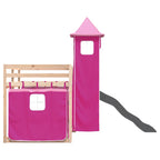 Etagenbett mit Rutsche und Gardinen Rosa 90x190 cm