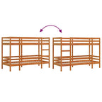 Etagenbett Wachsbraun 90x200 cm Massivholz Kiefer