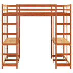 Hochbett mit Schreibtisch & Leiter Braun 160x200 cm Kiefernholz