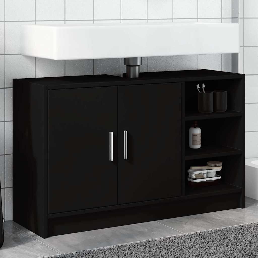 Waschbeckenunterschrank Schwarz 90x29x55 cm Holzwerkstoff