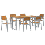 Garten Essgruppe 7 pcs Grau Massivholz Akazie